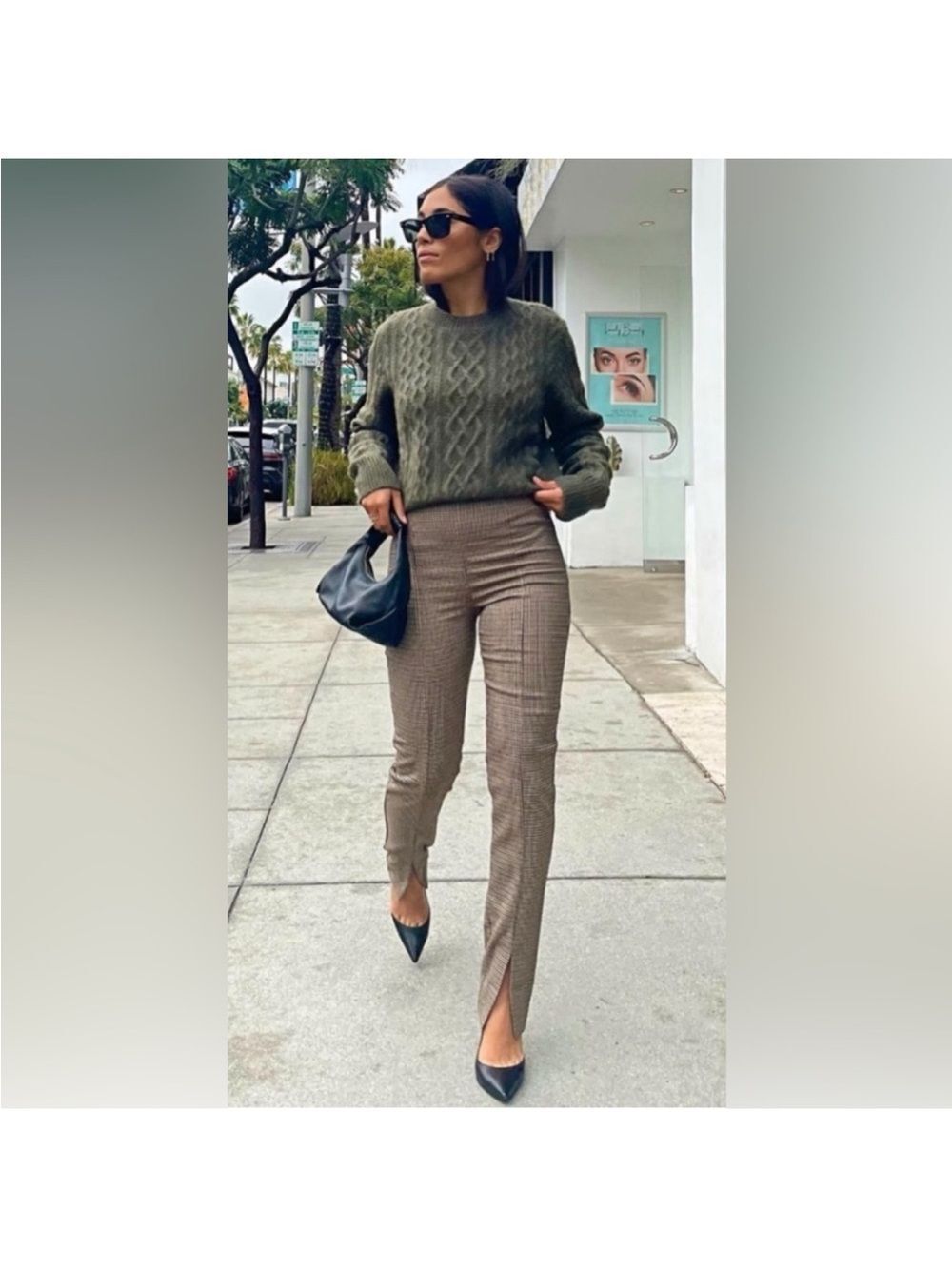 Favorite Daughter The Suits You Houndstooth Slits Leggings Pants Camel Black 8